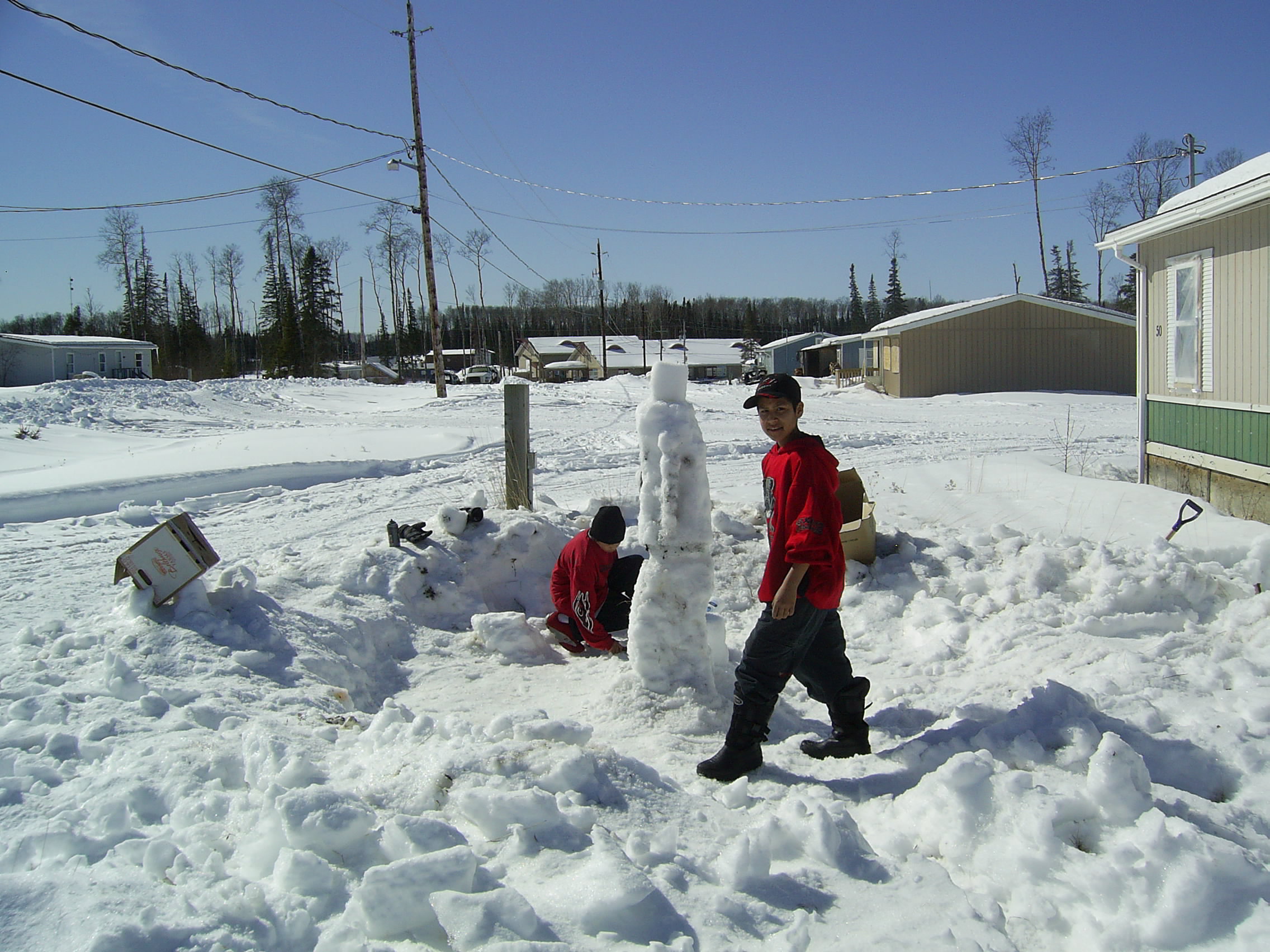 Aaron Kakepetums snow sculpture