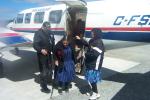Naomi Kakegamic and Alice Kakegamic arriving by plane Mission Air from winnipeg