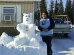 hey that could have been a cola bear, Very nice Teddy bear. (I meant the snow sculpture )