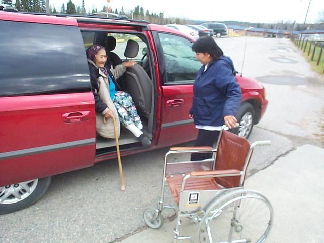 while we arrived at the hospital we got a wheelchair for grandma as she cant walk very far.