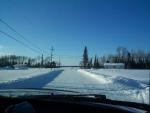 that is the view of us driving to the winter road. But ahead is the lake. not the lake to the winter road.