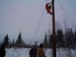 here we are looking at the electrician setting up the cable line.